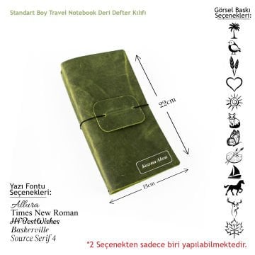 Standart Boy Travel Notebook Deri Defter Kılıfı - Seyahat Defteri - 22x13 cm