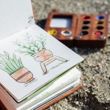 Kumsal - Sert Kapaklı Suluboya Defteri + Mini Suluboya Paleti Seti