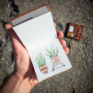 Kumsal - Sert Kapaklı Suluboya Defteri + Mini Suluboya Paleti Seti