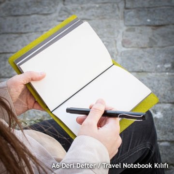 A6 Travel Notebook Deri Defter Kılıfı - Seyahat Defteri 12 x 17cm