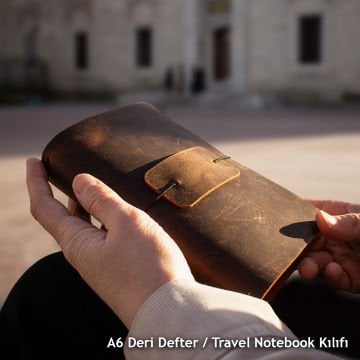 A6 Travel Notebook Deri Defter Kılıfı - Seyahat Defteri 12 x 17cm