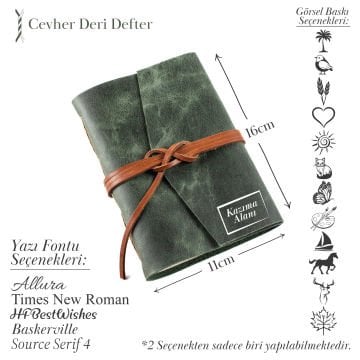 Cevher - A6 Orta Boy Deri Defter - Biye Şeritli