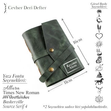 Cevher - A6 Orta Boy Deri Defter / Çıtçıtlı