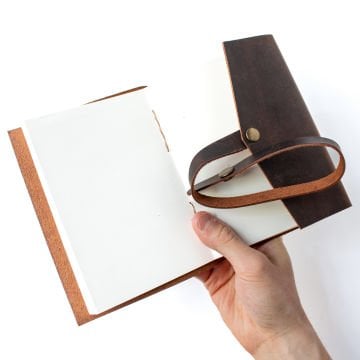 Cevher - A6 Orta Boy Deri Defter / Çıtçıtlı