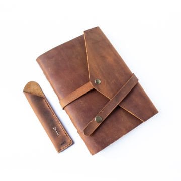 Cevher-A5 Büyük Boy Deri Defter / Çıtçıtlı