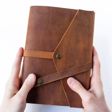 Cevher-A5 Büyük Boy Deri Defter / Çıtçıtlı