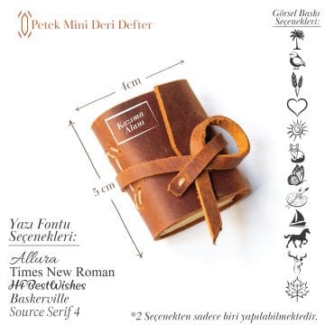 Petek - El Yapımı Küçük Boy / Mini Deri Defter V1