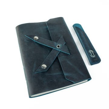 Petek - A5 Büyük Boy Deri Defter-Keskin Çapraz