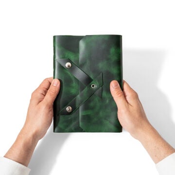 Petek - A5 Büyük Boy Deri Defter-Keskin Çapraz
