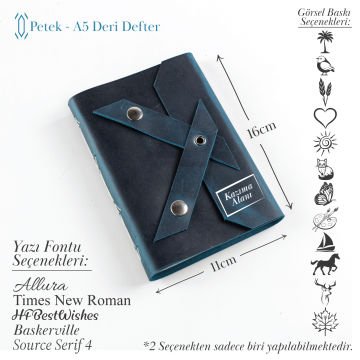 Petek - A6 Orta Boy Deri Defter / Keskin Çapraz