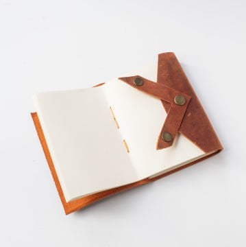 Bereket - A7 Küçük Boy Deri Defter Turuncu
