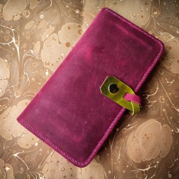 Telefon Cüzdanı / Uzun Deri Cüzdan / Çilek ve Fıstık