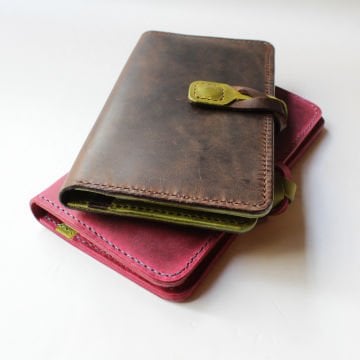 Telefon Cüzdanı / Uzun Deri Cüzdan / Çilek ve Fıstık