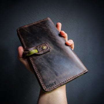 Telefon Cüzdanı / Uzun Deri Cüzdan / Çilek ve Fıstık