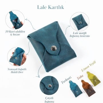 Lale - El Yapımı Deri Kartlık