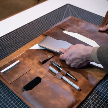 Deri Organizer - Macbook / Laptop Kılıfı, El Yapımı Organizer