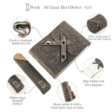 Petek-A6 Orta Boy Yatay Deri Defter