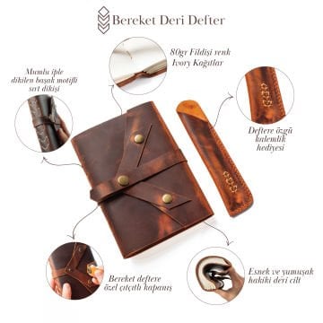 Bereket - A6 Orta Boy Deri Defter