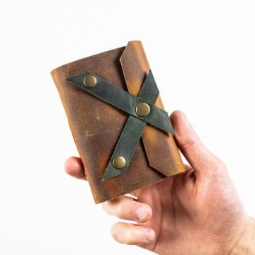 Petek - A7 / Küçük Boy Deri Defter - Keskin Çapraz