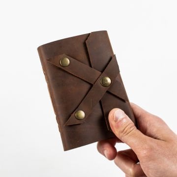 Petek - A7 / Küçük Boy Deri Defter - Keskin Çapraz