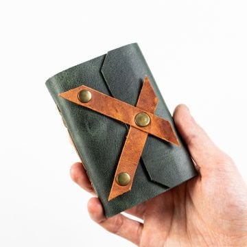 Petek - A7 / Küçük Boy Deri Defter - Keskin Çapraz