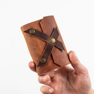 Petek - A7 / Küçük Boy Deri Defter - Keskin Çapraz