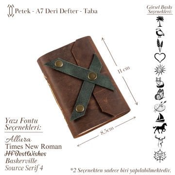 Petek - A7 / Küçük Boy Deri Defter - Keskin Çapraz