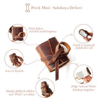 Petek - Mini Deri Defter / Suluboya Defteri / Resim Defteri