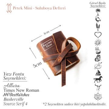Petek - Mini Deri Defter / Suluboya Defteri / Resim Defteri
