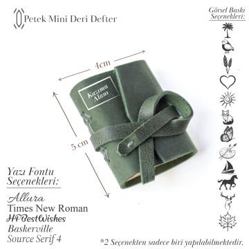 Petek - El Yapımı Küçük Boy / Mini Deri Defter V1 Yeşil