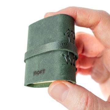 Petek - El Yapımı Küçük Boy / Mini Deri Defter V1 Yeşil