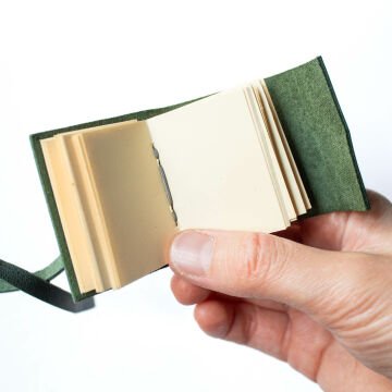 Petek - El Yapımı Küçük Boy / Mini Deri Defter V1 Yeşil