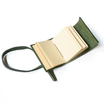 Petek - El Yapımı Küçük Boy / Mini Deri Defter V1 Yeşil
