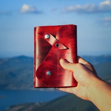 Petek - A6 Orta Boy Deri Defter / 5 Ortalı - Liderin Paltosu Tasarım