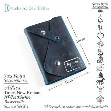 Petek - A6 Orta Boy Deri Defter / 5 Ortalı - Liderin Paltosu Tasarım