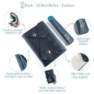 Petek - A6 Orta Boy Deri Defter / 5 Ortalı - Liderin Paltosu Tasarım