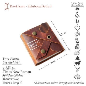 Palet + Defter Seti - Petek Kare Suluboya Defteri + Mini Ahşap Palet