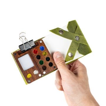 Palet + Defter Seti - Petek Kare Suluboya Defteri + Mini Ahşap Palet