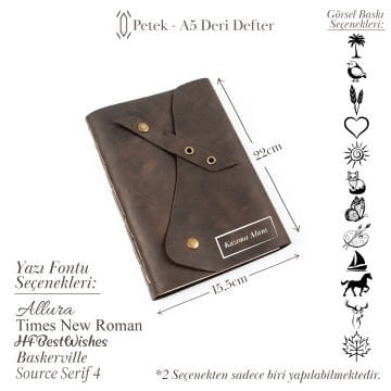 Petek - A5 Büyük Boy Deri Defter - Liderin Paltosu