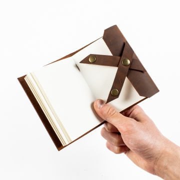 Petek - A7 / Küçük Boy Deri Defter - Keskin Çapraz Kahverengi