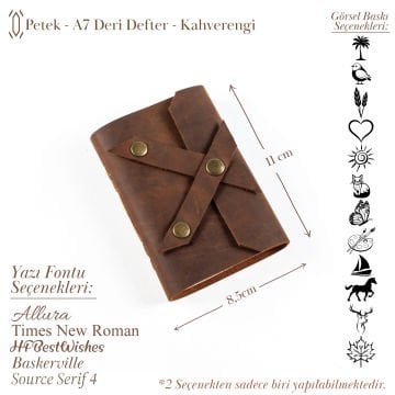 Petek - A7 / Küçük Boy Deri Defter - Keskin Çapraz Kahverengi