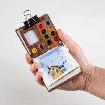 Kumsal - Sert Kapaklı Suluboya Defteri + Mini Suluboya Paleti Seti