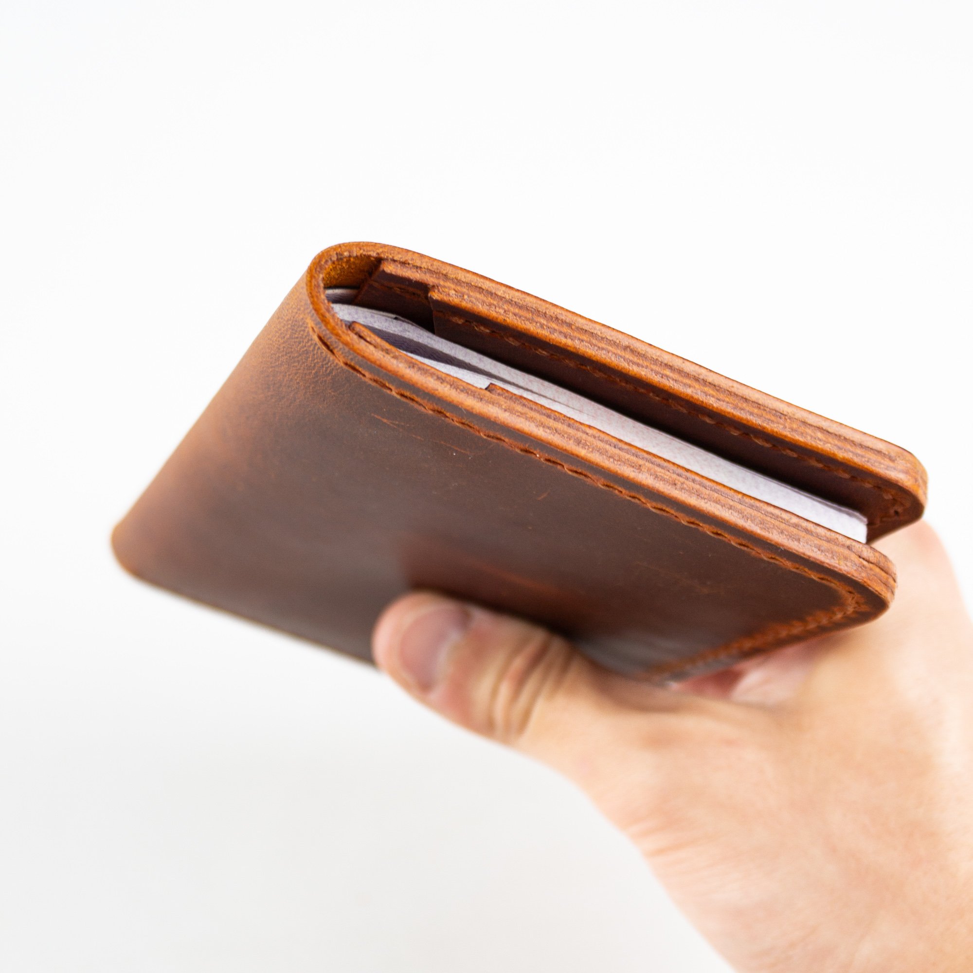 Aras-El Yapımı Deri Pasaport Kılıfı/Cüzdanı Camel