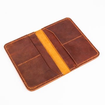 Aras-El Yapımı Deri Pasaport Kılıfı/Cüzdanı Camel