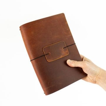 A5 Deri Seyahat Defteri Kılıfı - Deri Defter Kılıfı (16x23 cm)