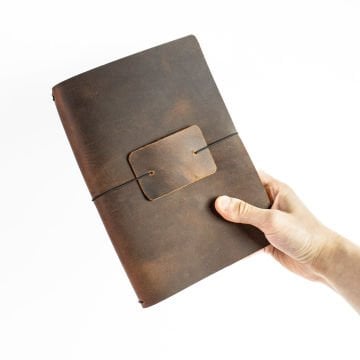 A5 Travel Notebook Deri Defter Kılıfı - Seyahat Defteri 16x23cm